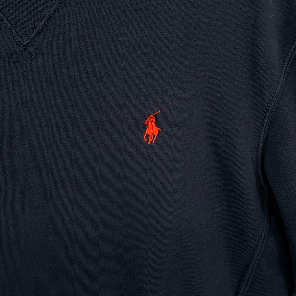 Polo Ralph Lauren Sweatshirt Mens Small Pony Logo Crewneck Ribbed Navy Blue - Picture 2 of 8
